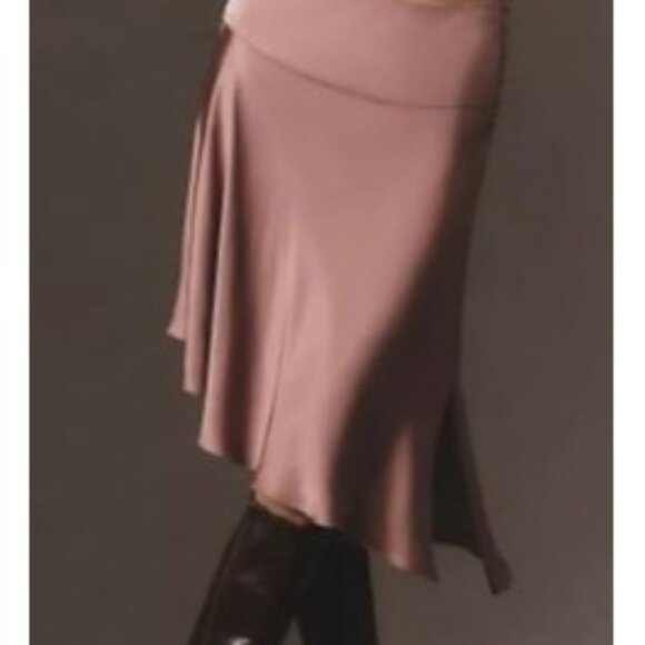 Anthropologie Women’s Mauve Viscose Asymmetric Midi Skirt M Minimalist Quiet Lux - Picture 4 of 14